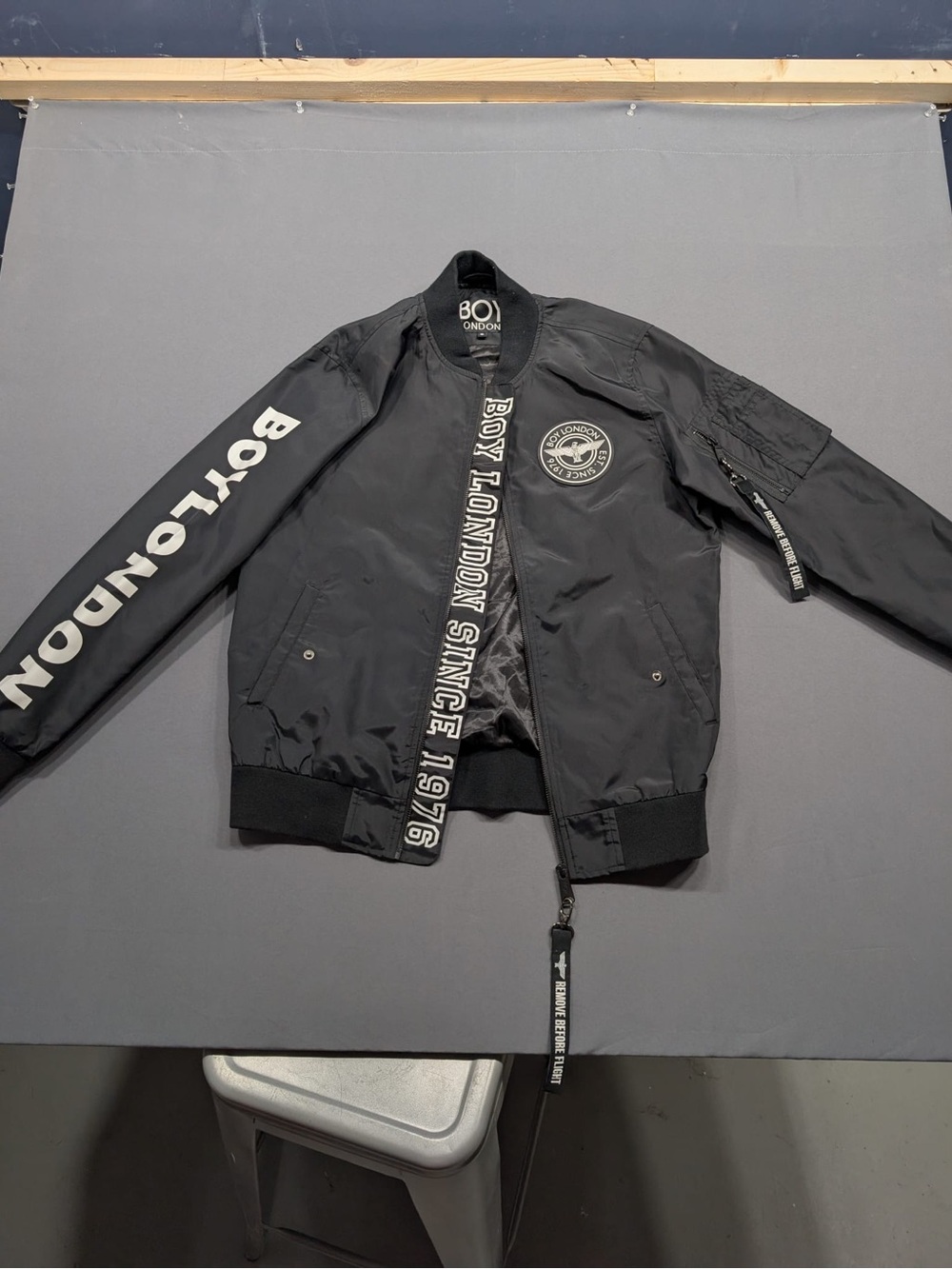 Boy London Black Bomber Jacket with Branded Sleeve